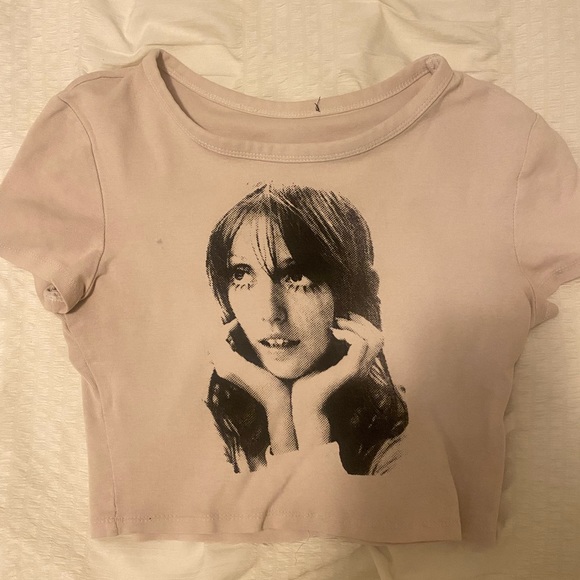 Shelley Duvall Graphic Tee Screenprinted Crop Top in Lilac - Picture 1 of 4